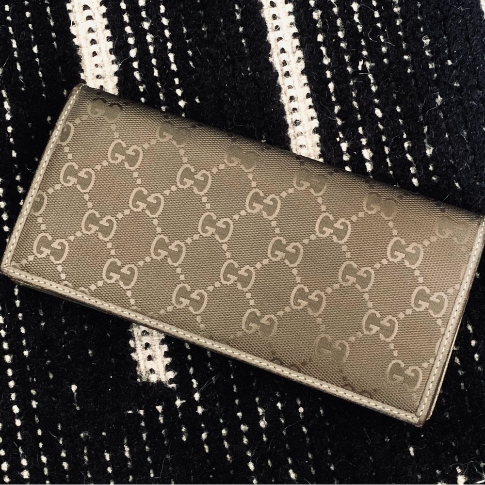 GUCCI MONOGRAM METALLIC BRONZE WALLET